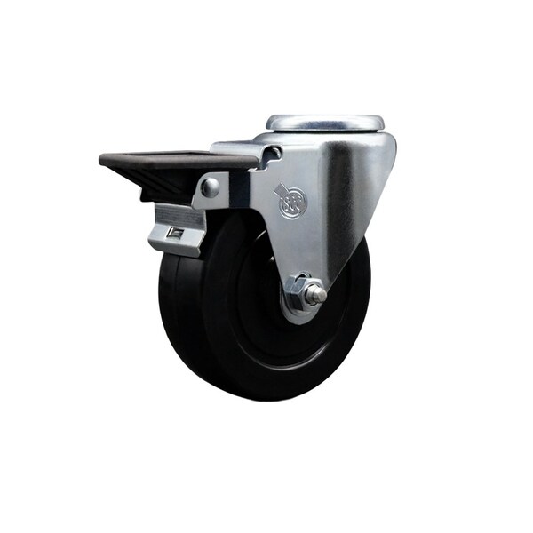 4'' Soft Rubber Wheel Swivel Bolt Hole Caster with Posi Lock Brake